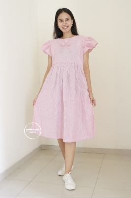 Dress Hamil Menyusui Stripe Garis Simple - DRO 1002 Pink